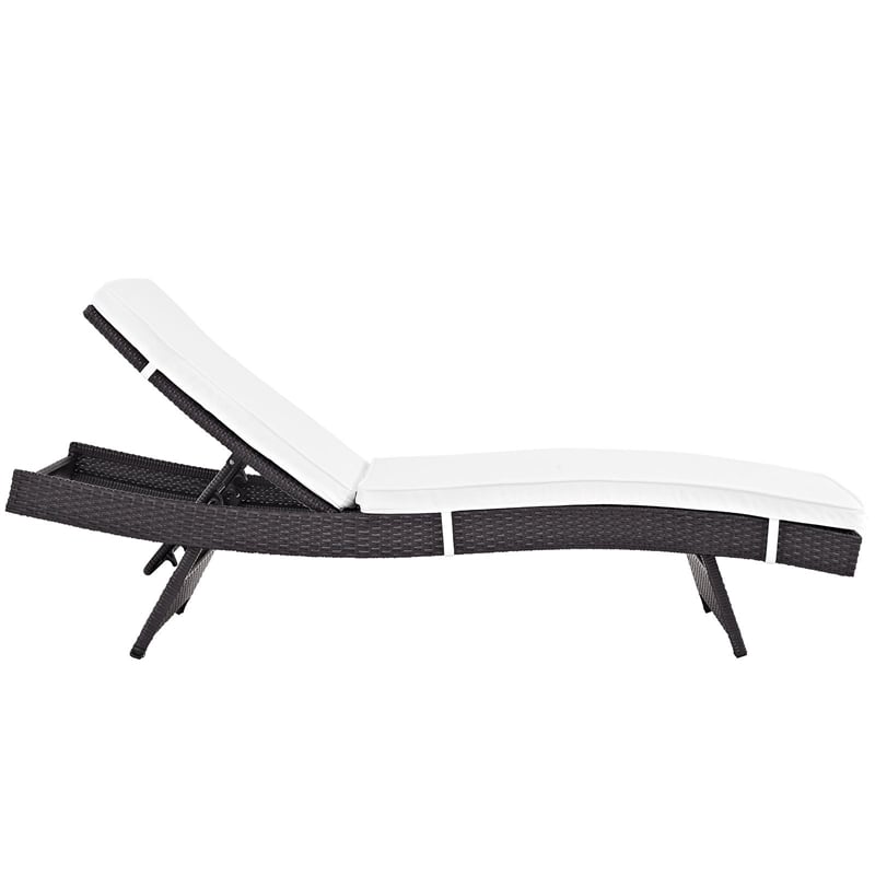 Modway Convene Aluminum and Rattan Patio Chaise in Espresso/White