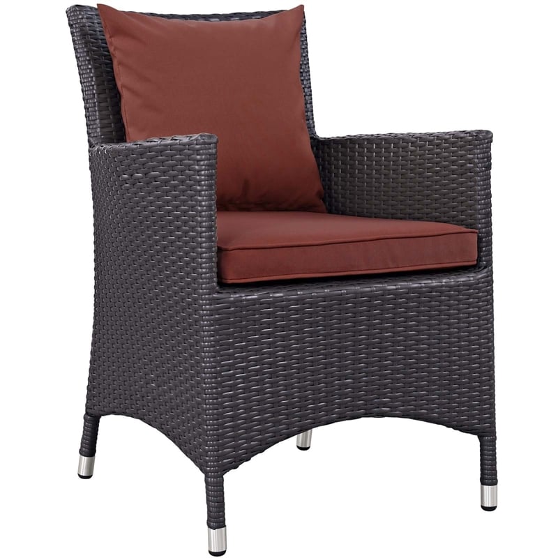 Modway Convene 2-Piece Aluminum and Rattan Patio Dining Chairs in Espresso/Beige