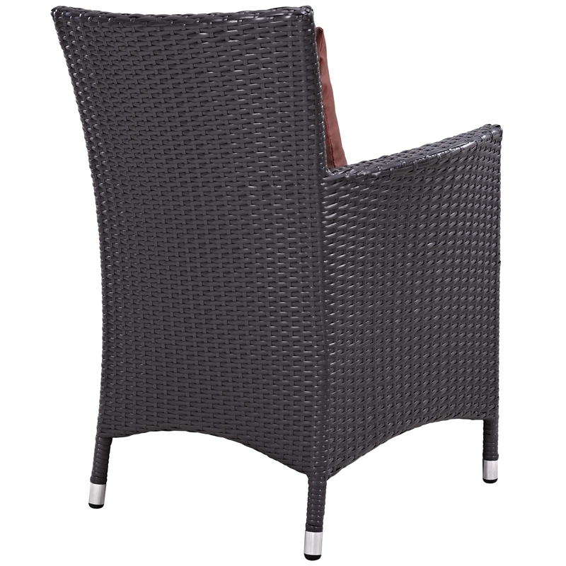 Modway Convene 2-Piece Aluminum and Rattan Patio Dining Chairs in Espresso/Beige