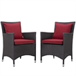 Modway Convene 2-Piece Aluminum and Rattan Patio Dining Chairs in Espresso/Red