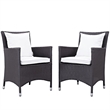 Modway Convene 2-Piece Aluminum and Rattan Patio Dining Chairs - Espresso/White