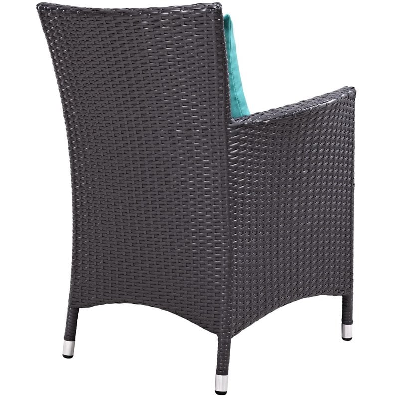 Modway Convene 4-Piece Aluminum Rattan Patio Dining Chairs in Espresso/Turquoise