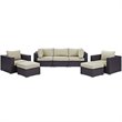 Modway Convene 7-Piece Aluminum and Rattan Patio Sectional Set in Espresso/Beige
