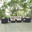Modway Convene 7-Piece Aluminum and Rattan Patio Sectional Set in Espresso/Beige