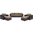 Modway Convene 7-Piece Aluminum and Rattan Patio Sectional Set in Espresso/Mocha