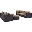 Modway Convene 7-Piece Aluminum and Rattan Patio Sectional Set in Espresso/Mocha