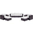 Modway Convene 7-Piece Aluminum and Rattan Patio Sectional Set in Espresso/White
