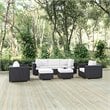Modway Convene 7-Piece Aluminum and Rattan Patio Sectional Set in Espresso/White