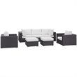 Modway Convene 7-Piece Aluminum and Rattan Patio Sectional Set in Espresso/White