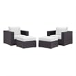 Modway Convene 4-Piece Aluminum and Rattan Patio Sectional Set in Espresso/White