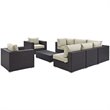 Modway Convene 8-Piece Aluminum and Rattan Patio Sectional Set in Beige/Espresso