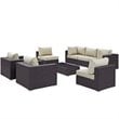 Modway Convene 8-Piece Aluminum and Rattan Patio Sectional Set in Beige/Espresso