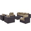 Modway Convene 8-Piece Aluminum and Rattan Patio Sectional Set in Mocha/Espresso