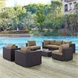 Modway Convene 8-Piece Aluminum and Rattan Patio Sectional Set in Mocha/Espresso