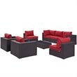 Modway Convene 8-Piece Aluminum and Rattan Patio Sectional Set in Espresso/Red