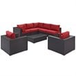 Modway Convene 8-Piece Aluminum and Rattan Patio Sectional Set in Espresso/Red