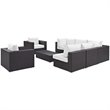 Modway Convene 8-Piece Aluminum and Rattan Patio Sectional Set in Espresso/White
