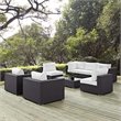 Modway Convene 8-Piece Aluminum and Rattan Patio Sectional Set in Espresso/White