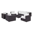 Modway Convene 8-Piece Aluminum and Rattan Patio Sectional Set in Espresso/White