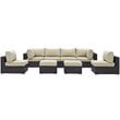 Modway Convene 8-Piece Aluminum and Rattan Patio Sectional Set in Espresso/Beige