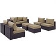 Modway Convene 8-Piece Aluminum and Rattan Patio Sectional Set in Espresso/Mocha