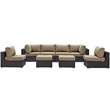 Modway Convene 8-Piece Aluminum and Rattan Patio Sectional Set in Espresso/Mocha