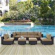 Modway Convene 8-Piece Aluminum and Rattan Patio Sectional Set in Espresso/Mocha