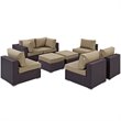 Modway Convene 8-Piece Aluminum and Rattan Patio Sectional Set in Espresso/Mocha