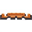 Modway Convene 8-Piece Aluminum Rattan Patio Sectional Set in Espresso/Orange