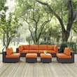 Modway Convene 8-Piece Aluminum Rattan Patio Sectional Set in Espresso/Orange