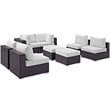 Modway Convene 8-Piece Aluminum and Rattan Patio Sectional Set in White/Espresso
