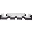 Modway Convene 8-Piece Aluminum and Rattan Patio Sectional Set in White/Espresso
