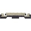 Modway Convene 8-Piece Aluminum & Rattan Patio Sectional Set in Espresso/Beige