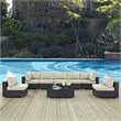 Modway Convene 8-Piece Aluminum & Rattan Patio Sectional Set in Espresso/Beige