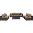 Modway Convene 8-Piece Aluminum & Rattan Patio Sectional Set in Espresso/Mocha
