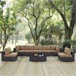 Modway Convene 8-Piece Aluminum & Rattan Patio Sectional Set in Espresso/Mocha