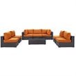 Modway Convene 8-Piece Aluminum Rattan Patio Sectional Set in Orange/Espresso