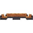Modway Convene 8-Piece Aluminum Rattan Patio Sectional Set in Orange/Espresso
