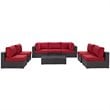 Modway Convene 8-Piece Aluminum & Rattan Patio Sectional Set in Espresso/Red