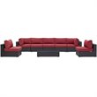 Modway Convene 8-Piece Aluminum & Rattan Patio Sectional Set in Espresso/Red