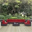 Modway Convene 8-Piece Aluminum & Rattan Patio Sectional Set in Espresso/Red