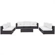 Modway Convene 8-Piece Aluminum & Rattan Patio Sectional Set in Espresso/White