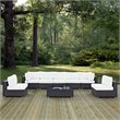 Modway Convene 8-Piece Aluminum & Rattan Patio Sectional Set in Espresso/White