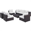Modway Convene 8-Piece Aluminum & Rattan Patio Sectional Set in Espresso/White