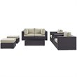 Modway Convene 8-Piece Aluminum and Rattan Patio Sectional Set - Espresso/Beige