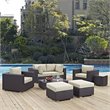 Modway Convene 8-Piece Aluminum and Rattan Patio Sectional Set - Espresso/Beige