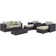 Modway Convene 8-Piece Aluminum and Rattan Patio Sectional Set - Espresso/Beige