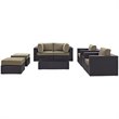 Modway Convene 8-Piece Aluminum and Rattan Patio Sectional Set - Espresso/Mocha