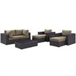 Modway Convene 8-Piece Aluminum and Rattan Patio Sectional Set - Espresso/Mocha