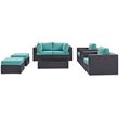 Modway Convene 8-Piece Aluminum Rattan Patio Sectional Set - Espresso/Turquoise